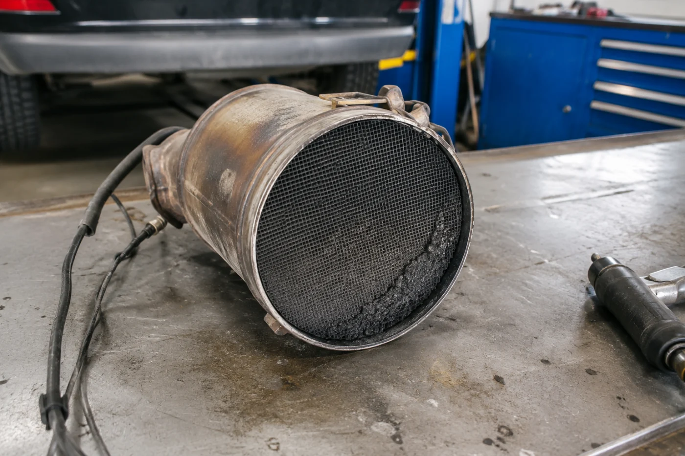 Filtro de partículas DPF saturado antes de su limpieza
